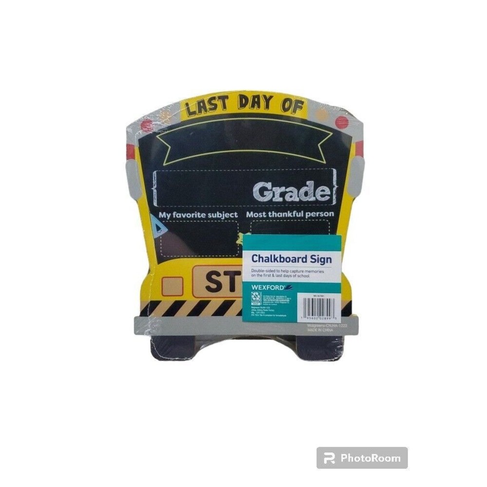 NEW School Bus Shaped First/Last Day Of School Chalkboard Sign 10" x 8" Reusable